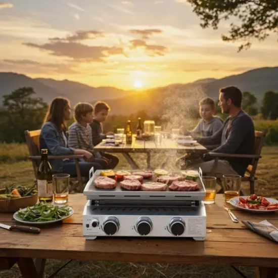 RW FLAME 3-Burner Portable Propane Griddle, 25" 304 Stainless Steel Tabletop Gas Grill, 24,000 BTU for Camping, RVs, Outdoor BBQ image {9}