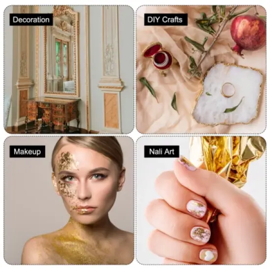 Unique Bargains Shiny Texture Imitation Gold Leaf Sheets for Sculpture DIY Arts 200 Pcs image {3}