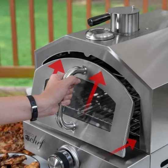 Deco Chef 2-in-1 Propane Gas Pizza Oven & Grill, Portable, with Pizza Stone, Peel, Rack image {3}