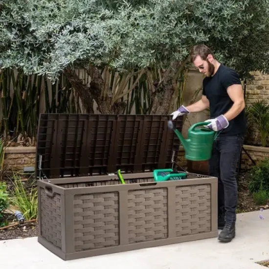 Starplast 88 Gallon Deck Box Plastic Mocha Brown image {9}