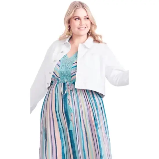 Women's Plus Size  Ava Denim Jacket - white | AVEOLOGY image {3}
