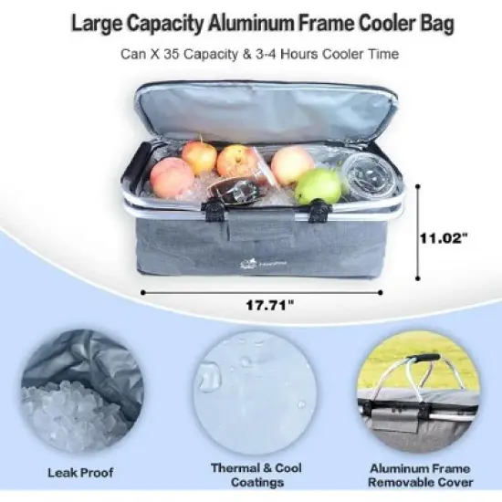 DOMETOUR Collapsible 140L Wagon Cart with Canopy, Wheels & Brake, Cooler Bag, for Camping, Beach, Shopping, All-Terrain image {3}