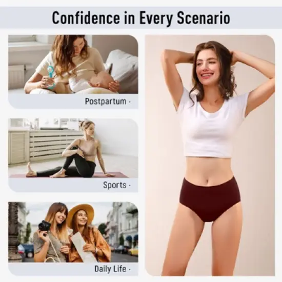 VOXSHE Period Underwear for Women Mild Absorbency Leak-proof Panties for Menstrual Red image {3}