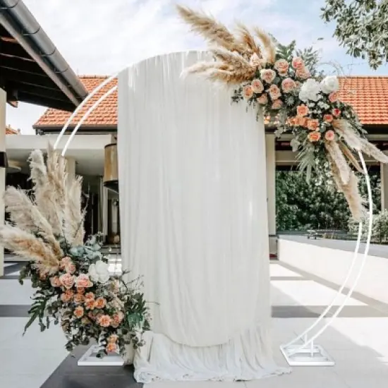 Artloge Large Heavy Duty Round Wedding Arch Double Layer Metal Backdrop Stand with Thickend Square Tubes for Wedding Garden Outdoor Party Decoration image {5}