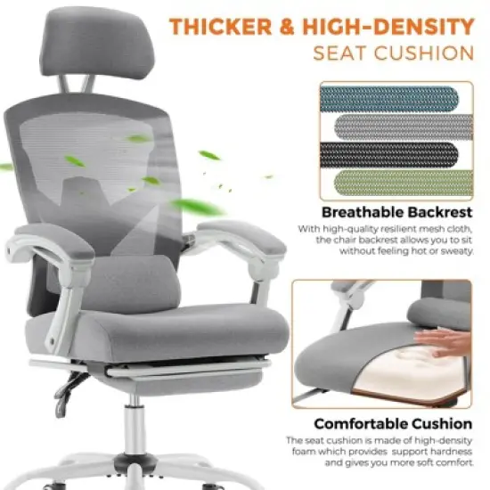 MyDepot Gaming Reclining High-Back Mesh Chair with Ergonomic Leg Rest image {9}