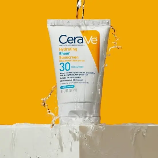 CeraVe Hydrating Sheer Sunscreen Lotion for Face and Body - SPF 30 - 3 fl oz image {9}