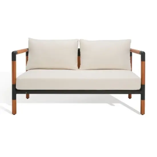 Tommy Eucalyptus and Iron 2 Seater Sofa - Indoor/Outdoor - CPT1030 - Black/White - Safavieh Couture image {4}