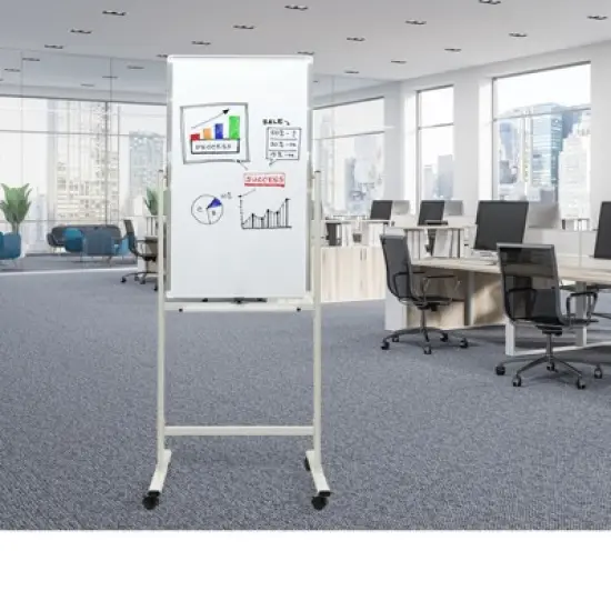 Excello Global Products Double Sided Whiteboard with Rolling Stand 40" x 24" image {5}