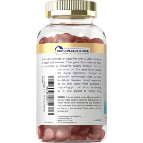 Carlyle Omega 3 6 7 9 Gummies | 70 Count | Peach Flavor image {2}