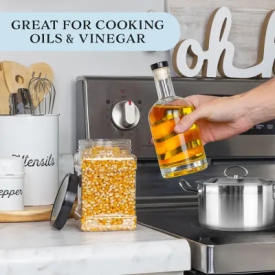 Cornucopia Brands 12oz Liquor Bottles 2pk; Clear Glass Bottles w/T-Top Synthetic Corks image {5}