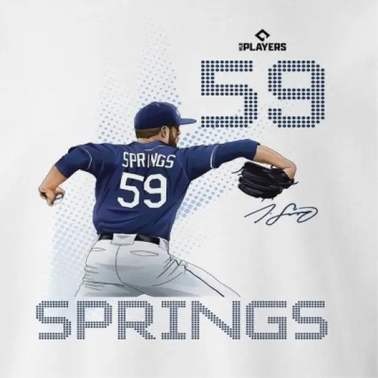 MLBPA Men's Springs Pw Licensed Mlb Jeffrey Springs Tampa Bay Rays Baseball Diamond Shape Long Sleeve Graphic Cotton Pullover Sweatshirt - White M image {1}