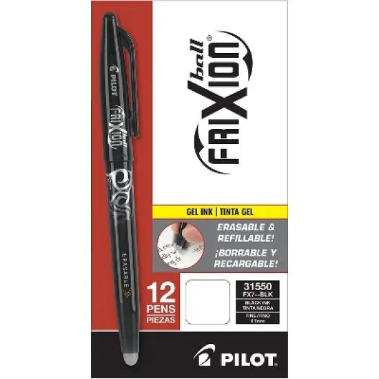 Pilot Frixion Ball Erasable Gel Pens Fine Point Black 12/Pack (56275-PK12) image {2}