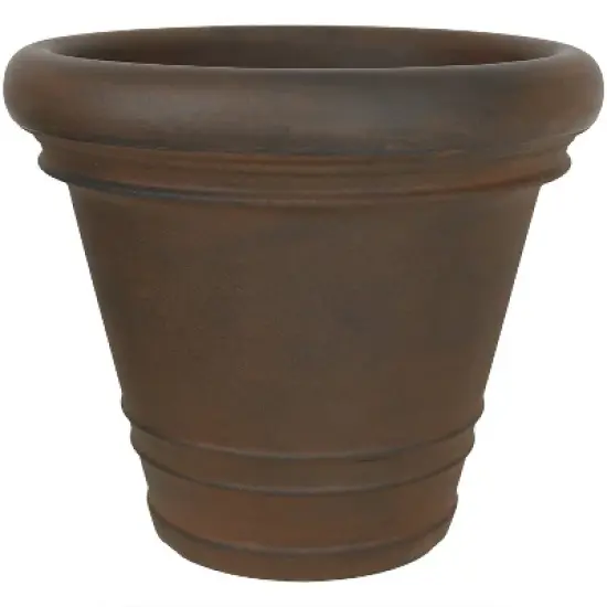 Sunnydaze Crozier Polyresin Outdoor/Indoor Heavy-Duty Double-Walled Fade-Resistant Flower Pot Planter - 16" Diameter - Rust image {7}