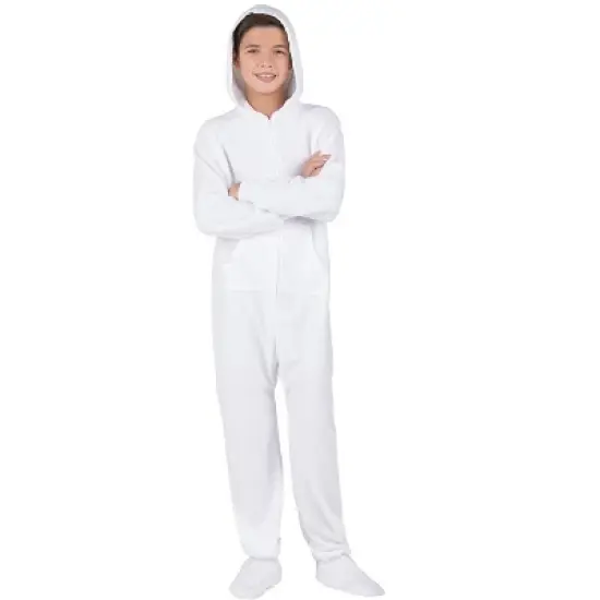 Footed Pajamas - Arctic White Kids Hoodie Fleece Onesie image {2}