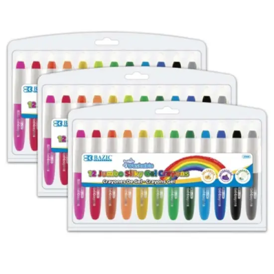 Washable Jumbo Silky Gel Crayons, 12 Per Pack, 3 Packs image {1}