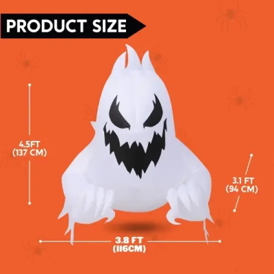Joyfy 4.5 FT Tall Halloween Inflatable Outdoor Decoration, Inflatable Scary Ghost with Rotating LED for Halloween Window Yard Lawn Outdoor Decoration image {7}