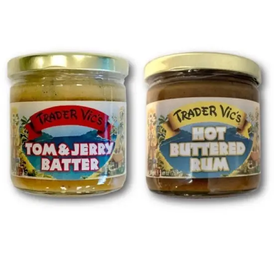 Trader Vic's Combo Pack of Tom & Jerry and Hot Buttered Rum Batters with Bonus Gift Gold Stainless Steel Stirring Spoon (3-Pc Set) image {1}