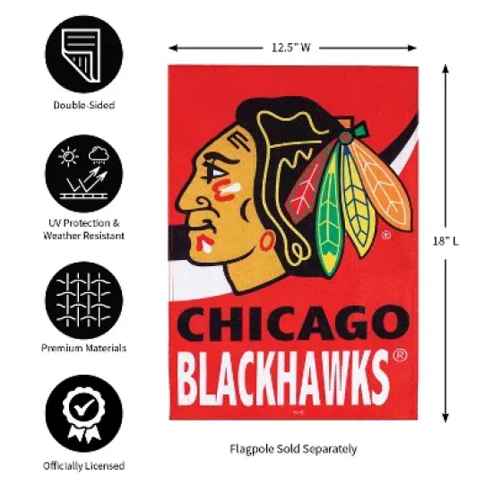 Evergreen Flag, DS New Burlap, Garden, Chicago Blackhawks image {1}