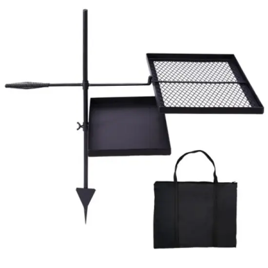 SEVOBAL Grill Cookware Campfire Skillet Combo, Heavy-Duty Adjustable Cooking System, All-in-One for Open Camping, Patio BBQs, Black, 31.1"*15.4"*31.9" image {5}