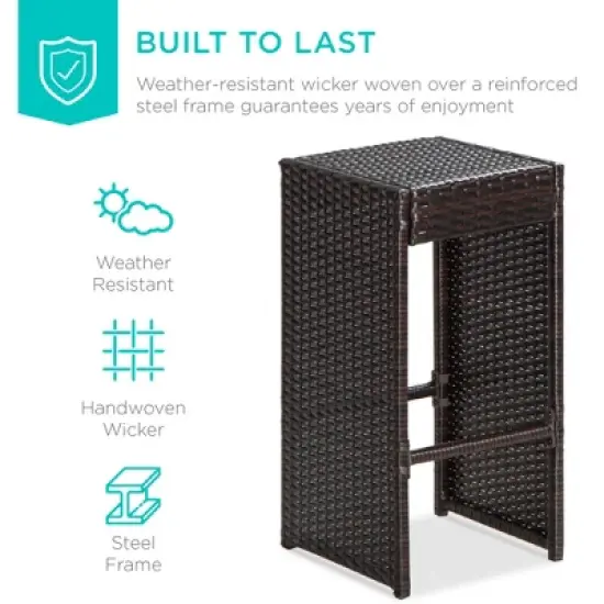 Best Choice Products 7-Piece Outdoor Rattan Wicker Bar Dining Patio Furniture Set w/ Glass Table Top, 6 Stools image {4}