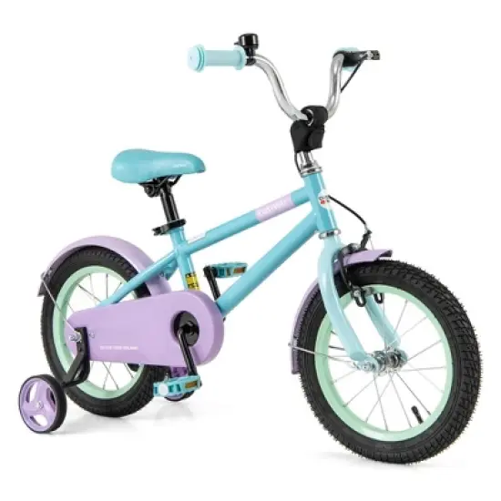 Costway 14" Kids Bike with Adjustable Saddle Handlebar Removable Training Wheels Handbrake Green/Red/Pink/Blue/Black image {11}