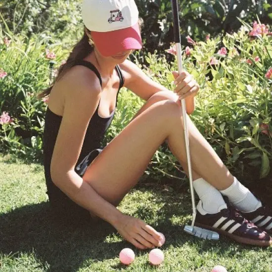 Golf Cart Hat - Frasier Sterling Cream/Red: Adjustable Woven Baseball Hat image {5}