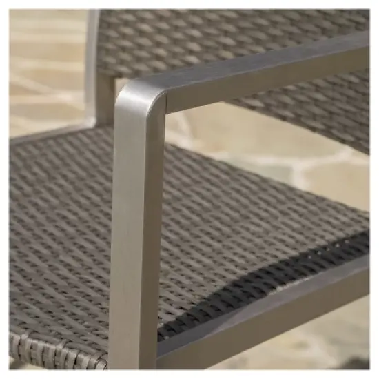 Cape Coral 4pk All-Weather Wicker/Metal Patio Barstools - Gray - Christopher Knight Home image {2}