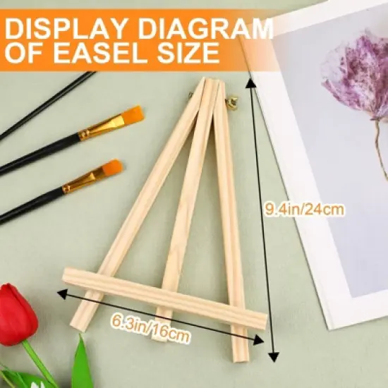 Aoibox 24 Pack Wood Easel Stand 9 Inch Portable Tripod Tabletop Display for Painting Art Photo Sign Craft Kids Events image {1}