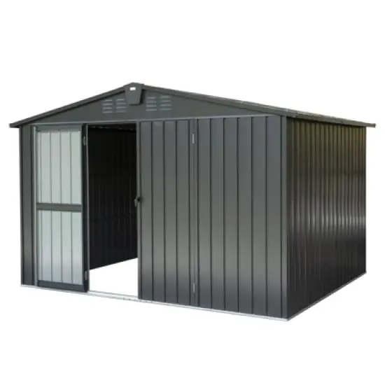 Syemin Deck Boxes Durable, Horizontal Compact Storage Shed for Garden, Backyard, Patio, Closet Deck Box, Black, 118.43"*95.12"*76.57" image {5}