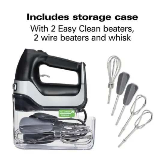 Hamilton Beach 7 Speed Dig Hand Mix with Easy Beaters 62663: Black Plastic Handheld Mixer, 150W, Dishwasher-Safe Parts image {5}