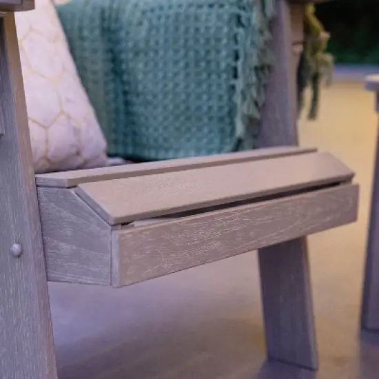 Cambridge Casual Sherwood Teak Weathered Outdoor Adirondack Chair with Cup Holder Gray: Weather-Resistant, 250lb Capacity image {10}