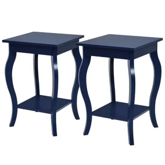 Costway Set of 2 NightStands Side Table End Table Accent Table w/ Shelf Indigo image {9}