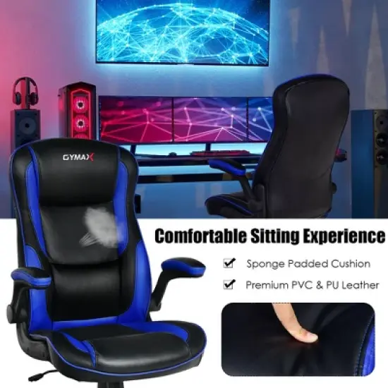 Costway Racing Style Office Chair Ergonomic Adjustable Computer Chair w/Flip-up Arm image {5}