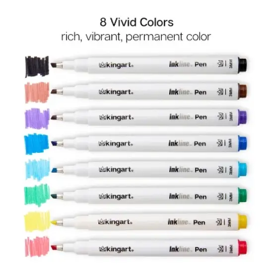 KINGART PRO Inkline Chisel Tip Pens 8 Colors image {1}