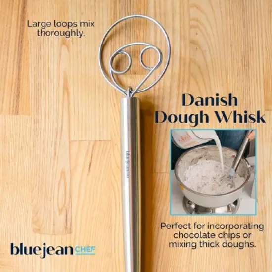 Blue Jean Chef 5-Piece Stainless-Steel Whisk Set, 5 Different Whisks: Cage Whisk, Ball Whisk, Roux Whisk, Sauce Whisk, Danish Dough Whisk image {5}