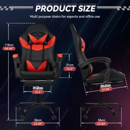 Dexmalle Ergonomic Black-Red Gaming Chair with PU Seat image {5}