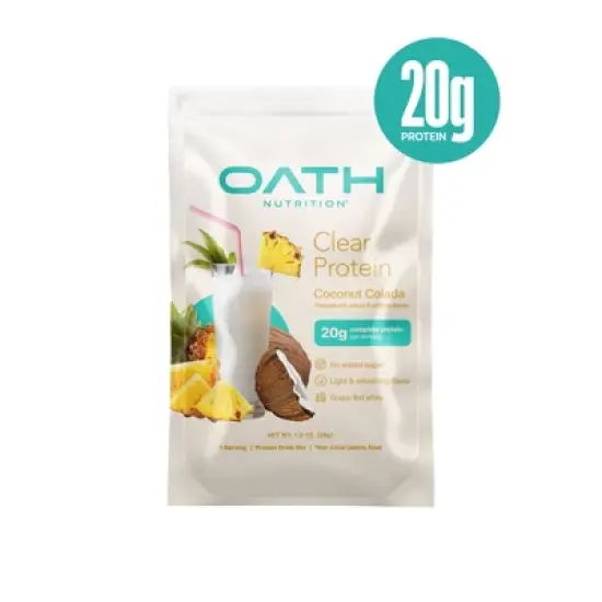 Oath Nutrition Single Serve Clear Protein Powder - Coconut Colada: Gluten-Free Whey Isolate image {3}