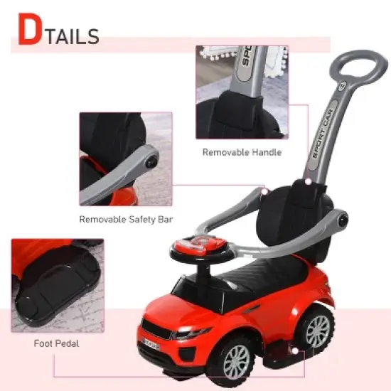 2 In 1  Push Car Stroller Sliding Car with Horn Music Light Function Secure Bar Ride on Toy for Boy Girl 1-3 Years Old-3irtyhousy image {2}