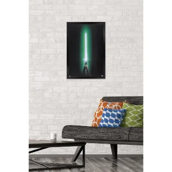 Trends International Star Wars: Original Trilogy - Green Lightsaber Framed Wall Poster Prints image {1}