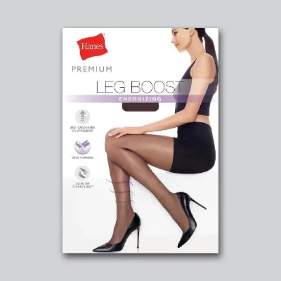 Hanes Premium Women's Perfect Leg Boost Energizing Tights - Jet Black image {2}
