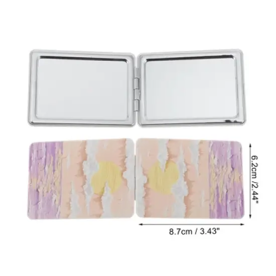 Unique Bargains Rectangular Hand-drawn Makeup Mirror Orange Purple 1 Pc image {1}