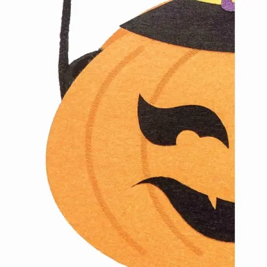 Gallerie II Smiling Pumpkin Jack O' Lantern w/ Witch Hat Felt Halloween Treat-Or-Trick Costume Candy Basket Tote Bucket image {1}