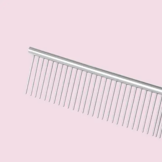 Unique Bargains Pet Grooming Comb 7.48"x1.38" Silver Tone 1 Pc image {3}