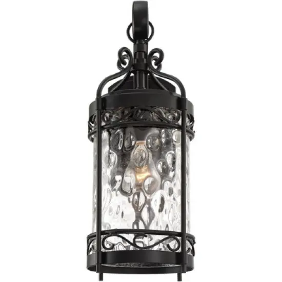 John Timberland Paseo Outdoor Vintage Wall Light Fixture Matte Black 19" Clear Hammered Glass for Post Exterior Barn Deck House Porch Yard Posts Patio image {3}