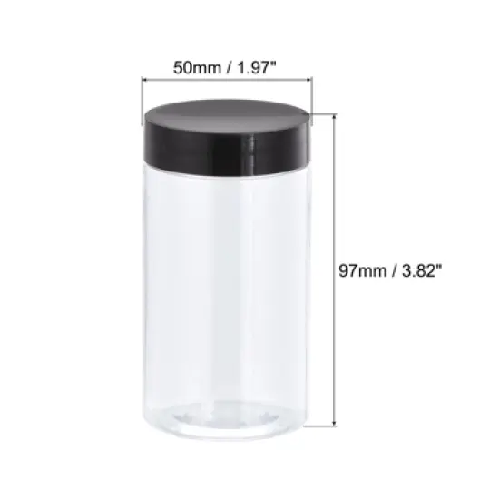Unique Bargains Round Clear Plastic Empty Jars with Black Screw Top Lids for Storage 4 Pcs image {1}