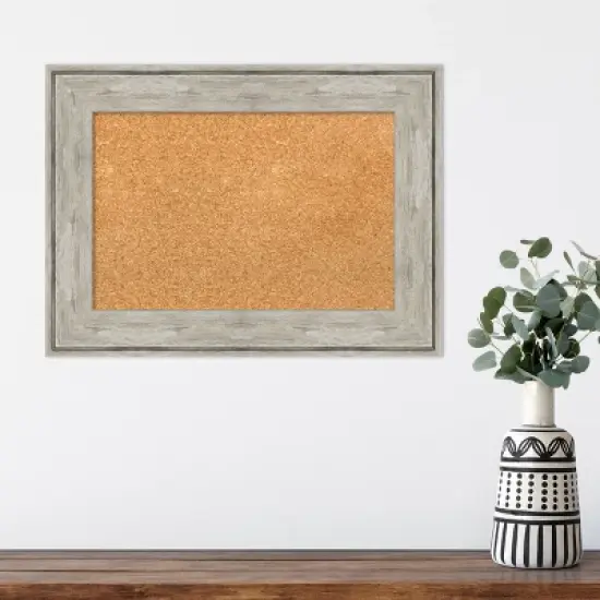 Amanti Art Crackled Metallic Framed Corkboard, Natural Cork image {4}