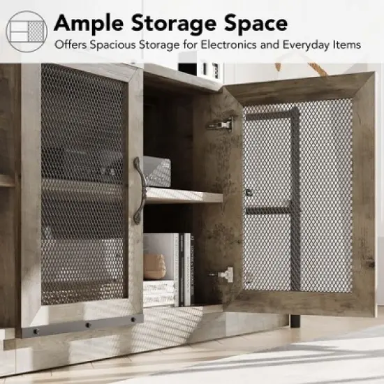 53.5'' Buffet Cabinet with Storage, 36'' Tall Wood Rustic Sideboard with 3 Drawer, Reversible Wine Rack and Adjustable Shelf image {7}