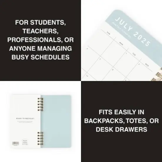 Altitude Supplies 3.625"x6.25" Monthly Planner, July 2025 to June 2026, Seafoam Blue image {3}