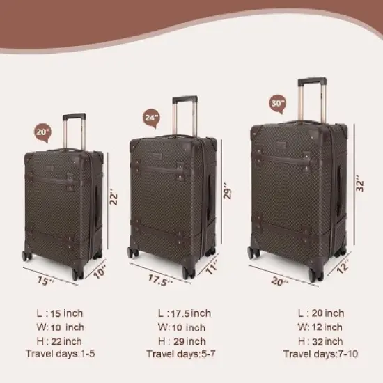 New York Xpress QD-24101 Luxury Vintage Durable Suitcase Sets w/TSA Lock & Double Spinner Wheels 20" 24" 28" image {14}