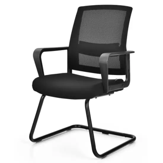 Costway Set of 2 Conference Chairs Mesh Reception Office Guest Chairs w/ Lumbar Support image {9}